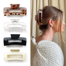 Durable Hair Clips for Women, Non-slip Hair Clip with Adjustable Grip for Thick Long Hair, Fashionable Leopard Print Jumbo Claw Clips, Strong Hold St