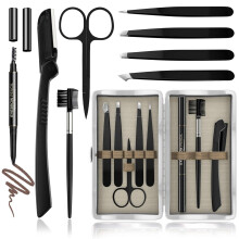 Kit de soin des sourcils, outils de dermaplaning, kits visage pour femmes et hommes, comprenant des ciseaux à sourcils, une pince à épiler