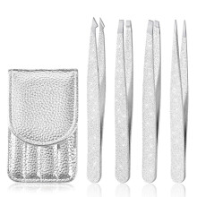 Multi-Purpose Tweezer Set, Crafted from Stainless Steel with Ergonomic Handles, Portable Travel Case for Professional Use in Beauty and Beyond