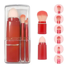 High Quality Vegan Material Makeup Brushes, Dual Ended Design, Synthetic Bristles, Portable And Retractable, Includes Beauty Sponge, Perfect For