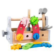 Caixa Ferramentas para Crianças, Brinquedo Madeira, Jogo Faz Conta, Quebra-Cabeça, Conjunto Desmontagem, Simulação, Reparo Multifuncional,