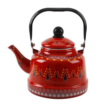 Stovetop Kettles Whistling Red Enamel Tea Kettle 2.5L Gas Induction Electric Ergonomic Handle Farmhouse Kitchen Decor