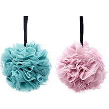 Badspons in diverse kleuren, douchespons van mesh voor dagelijkse exfoliatie, hygiënische vacuümverpakte exfoliërende lichaamsscrubber (2 stuks)