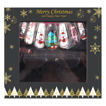 Plaknagels, kunstnagels met gellijm, perfect voor een avondje uit, herbruikbaar en veilig, gemakkelijk aan te brengen, trendy kerstdesign.