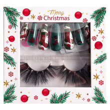 Faux ongles réutilisables, manucure de Noël, faux cils en vison spectaculaires pour les fêtes, lunettes de soleil volume en fourrure de vison de