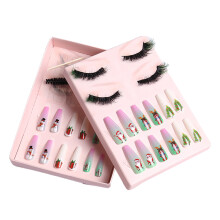 Kunstnagels in doodskistvorm, lange plaknagels, kerstthema met rode lippen, kunstnagels, flexibel materiaal, gemakkelijk aan te brengen,