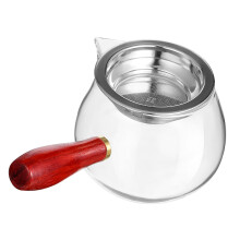 Glass Tea Pot with Infuser, Heat Resistant Glass Pitcher for Loose Leaf Tea, Wooden Handle, Easy Pour