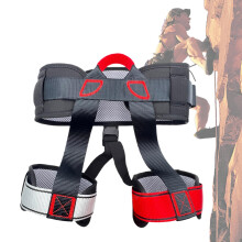 Safety Climbing Belt Mountaineering Harness With Adjustable Straps And QuickRelease Buckles, Size M Black Nylon