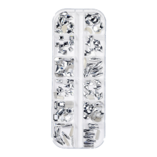 Cristale iridescente de culoare AB, set de cristale din sticlă cu spate plat pentru nail art și meșteșuguri, ușoare pentru depozitare ușoară