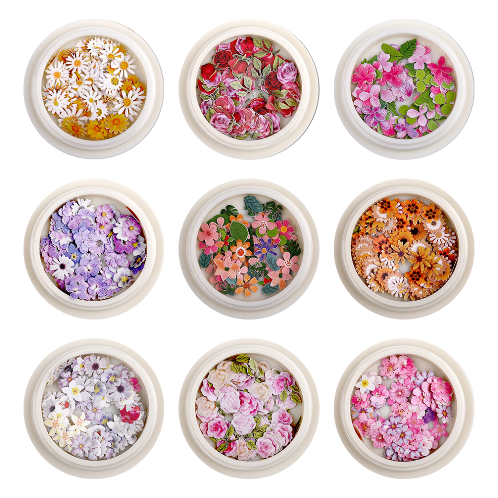 Natural Real Dry Flower for 3D Applique Nail Decoration, Easy to Apply Dried Flowers Nail Art (Colorful) For Halloween Parties For Nightclubs