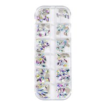 Glass Flatback Crystals Set, Iridescent Crystal Ab Color For Crafting, 3D Decorations Add Charm To Your Creations (Premier Rhinestone Set)