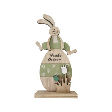 Farmhouse Easter Bunnies Wooden Rabbit Decor for Tabletop Mantel Spring DIY Home Décor, Retro and Rustic Style Handmade Wood Easter Bunny Ornament