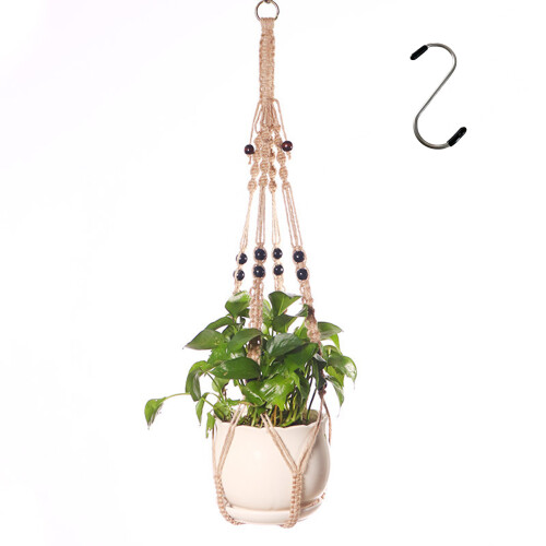 Κρεμάστρα μακραμέ για φυτά σε στυλ boho με σχέδιο φούντας για εσωτερικούς και