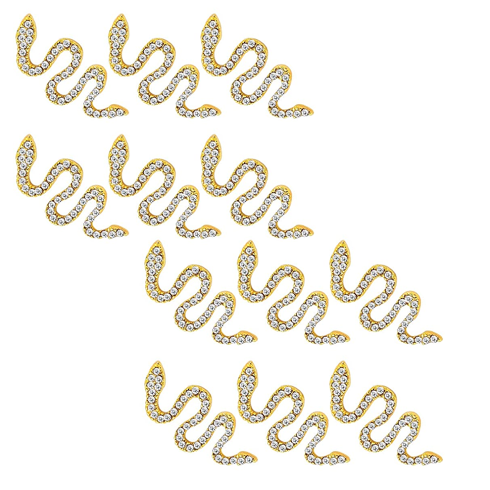 Rhinestone Nail Decorations Luxury Charms Design for Acrylic Nails 3D Snake Alloy Studs with Multi Use Capability Snake Nail Art Charms for Women DIY