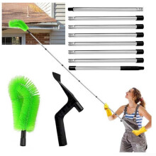 Gutter Cleaning Tool with Extra Long Telescopic Reach, 2 in 1 Brush and Shovel for Roof Gutters
