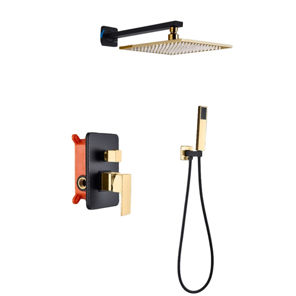Shower System With Rainfall Head And Hand Shower, Wallmounted, Embedded Box Valve, 10Inch Rain Head, Mixer Valve 9199774628501