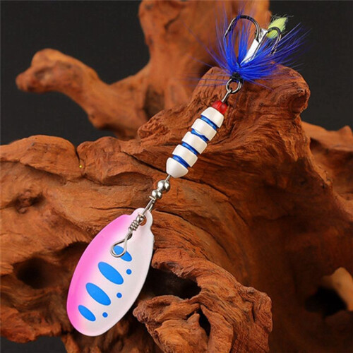 Composite Sequins Rotating Sequins Metal Hand-Cranked Copper Column Three Hook Bait Yellow Dot 1