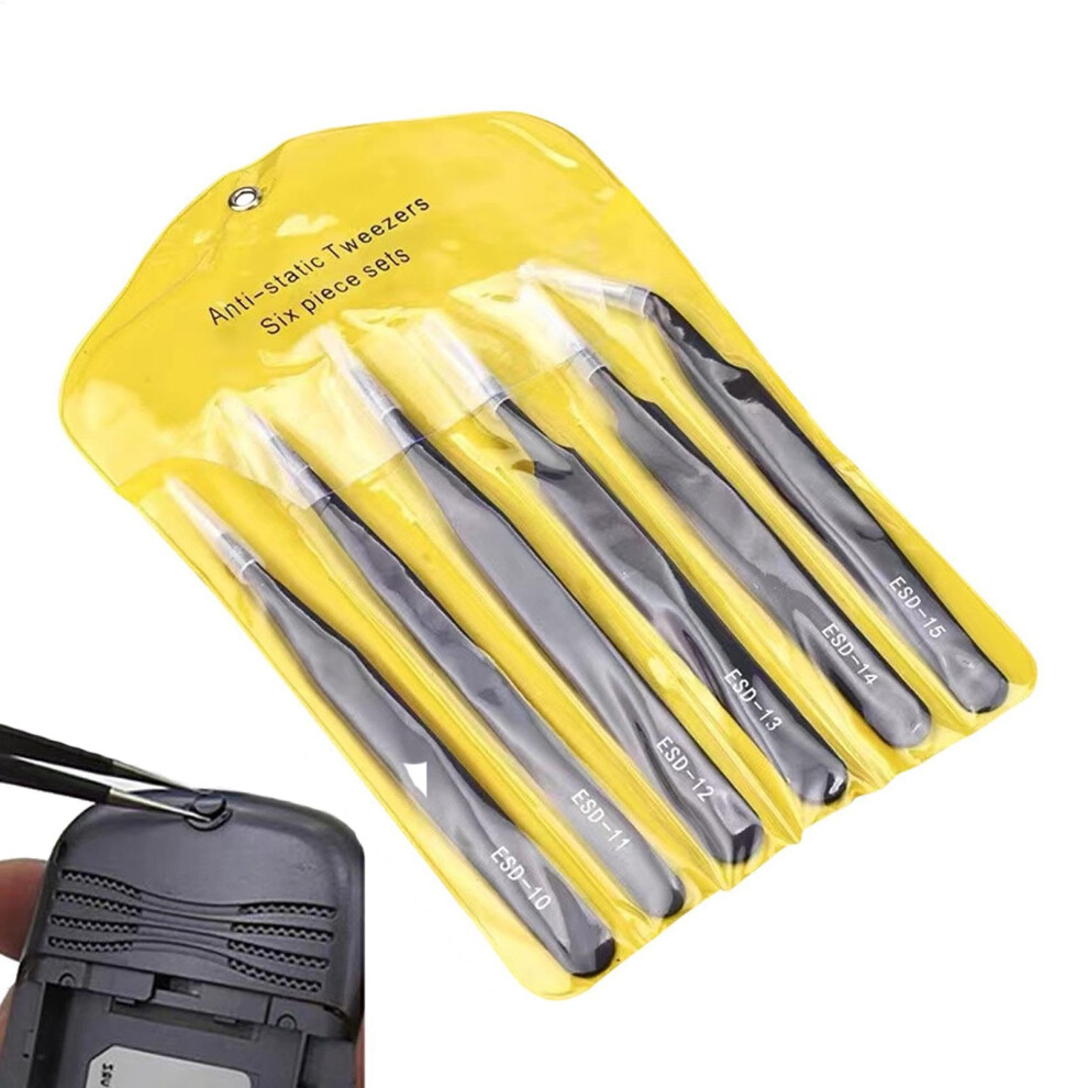 Tweezers Set Stainless Steel Precision Removal AntiStatic Design for Electronic  and Eyebrow Use