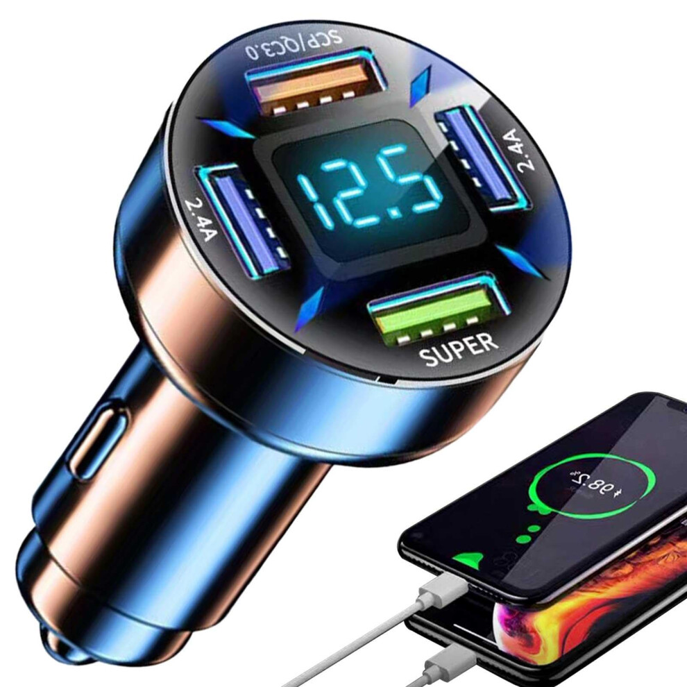 Usb Car Charger 66W Pd Qc3.0 Fast Charging 4Port Usb C Adapter With Led Voltage Display 9199774631426