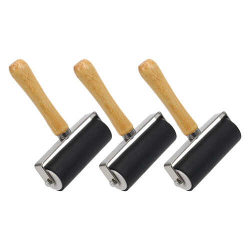 3pcs Printmaking Roller Ink Applicator Kit For Art Crafting Smooth Surface Ergonomic Handle For Stamping Embossing