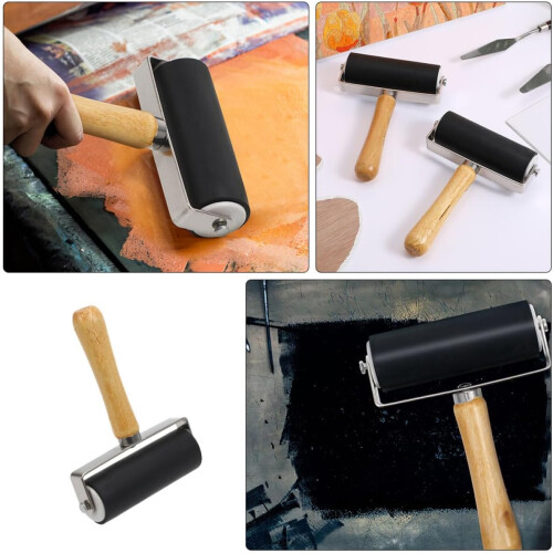 3pcs Printmaking Roller Ink Applicator Kit For Art Crafting Smooth Surface Ergonomic Handle For Stamping Embossing 2