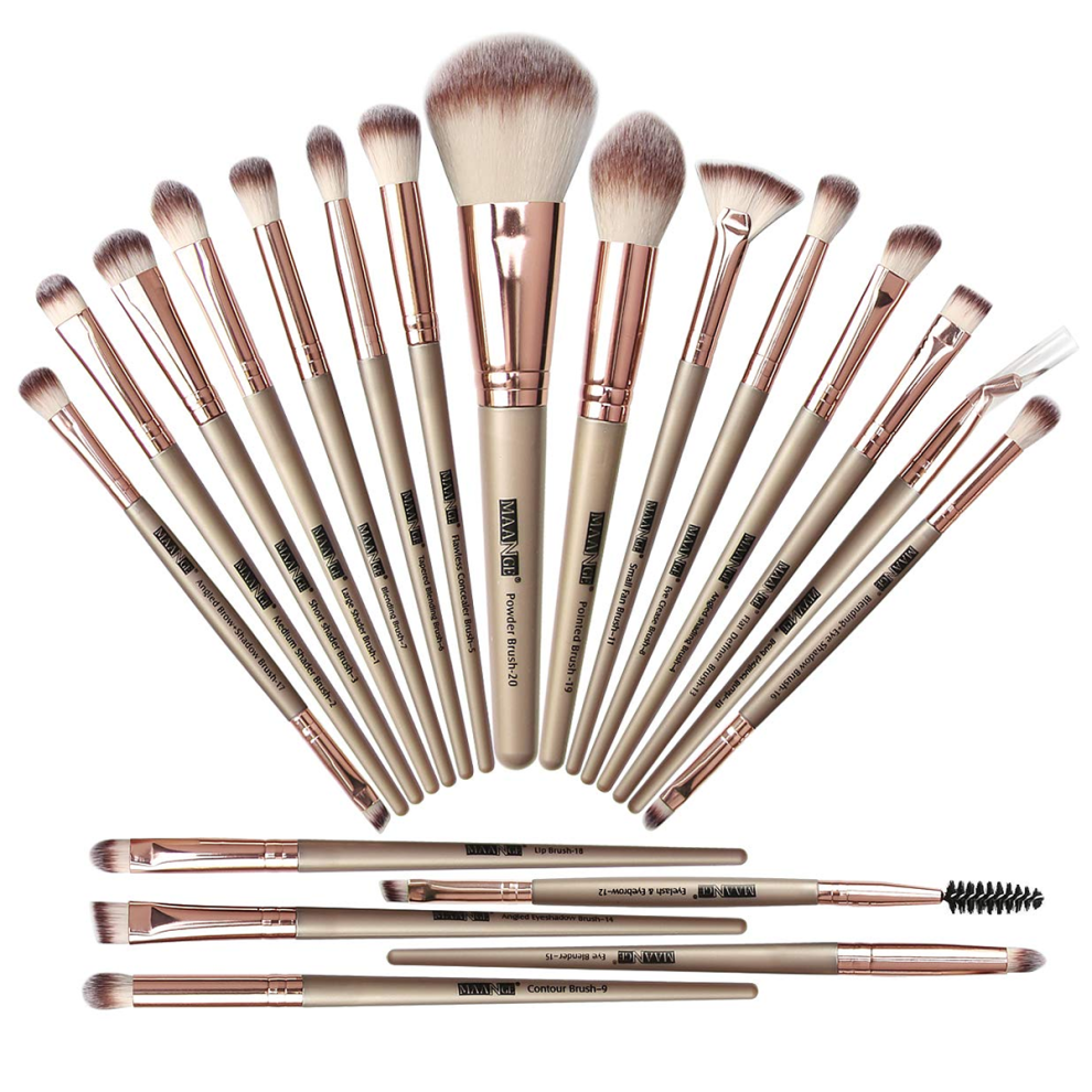 20Pcs Premium Synthetic Makeup Brushes Set, Suitable for Foundation Powder Concealers Eye Shadows, Non-Porous Bristles (Champagne) For Nightclubs
