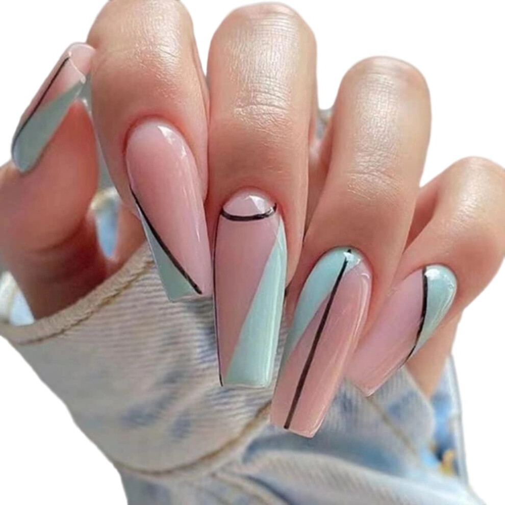 Easy Application Press on Nails, Salon-like Nails Reusable False Nails With Fashion Nail Tips For Women And Girls, Long-lasting Wear For Prom