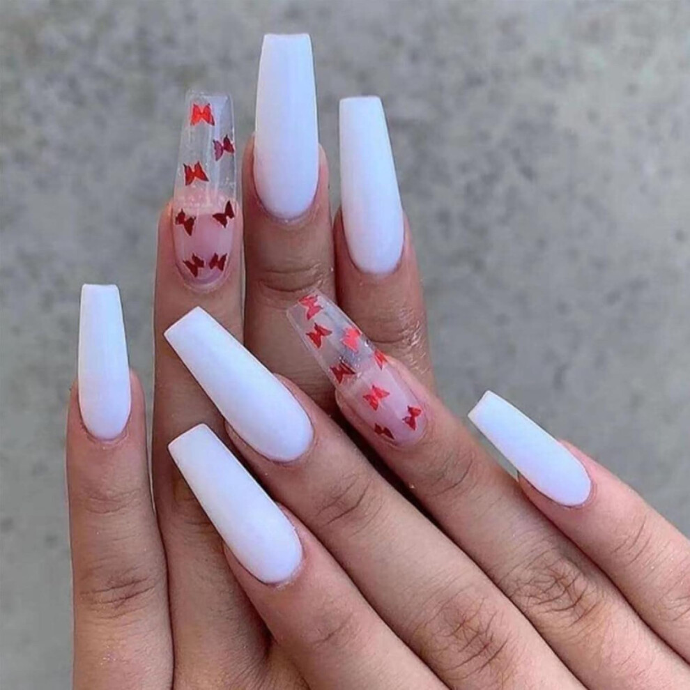 Solid Acrylic False Nails, Coffin Long Fake Nails Designed For Durability And Fashion, Easy To Apply For Instant Transformation, Suitable For Special