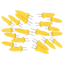 20pcs Stainless Steel Corn Skewers with Ergonomic Grip for BBQ and Kabab, RustProof Reusable Holders