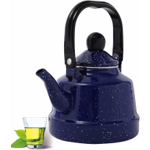 Elegant Blue Enamel Stovetop Tea Kettle 1.7L Capacity, Enamel Coated, All Stove Types Compatible