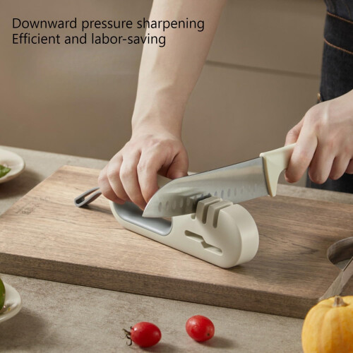 MultiPurpose Knife Sharpener, 4Stage Sharpening, Downward Pressure, Scissors Compatible, Gray 20.6 x 6.5 cm 2