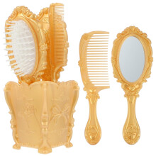 Vintage Hairdressing Set, Elegant Shape Handheld Mirror & Detangling Hair Comb, 5Pcs Including Flexible Bristles & Anti-Static Comb For Nightclubs