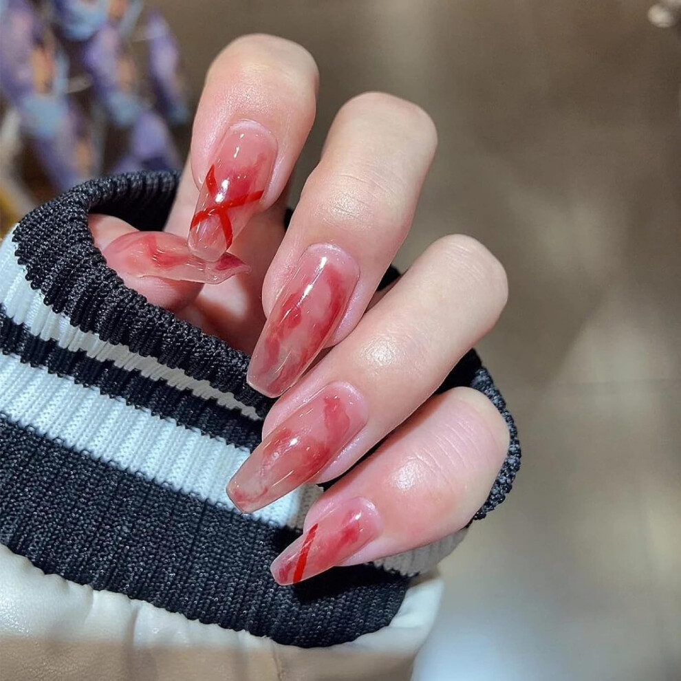 Chic Fake Nails with Designs, Acrylic Nails for Women, 24PCS Trendy Press On Nails Combining Natural Appearance and Durability, Easy Application for