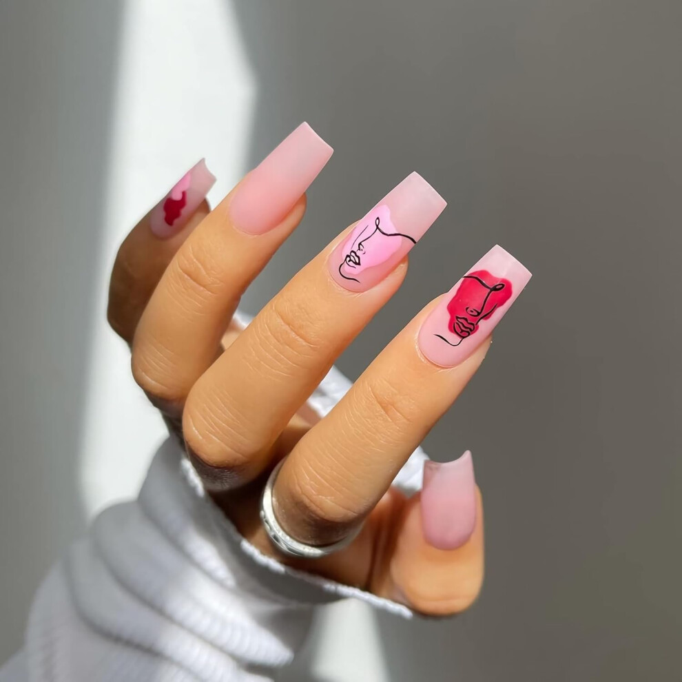 Square Press On Nails With Glossy Finish And Eco-Friendly Abs Resin, Easy Application Reusable Nail Art For Women Girls Various Occasions (24 Pieces)