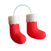 Tee-Ei in Strumpfform, wiederverwendbarer Tee-Einsatz für losen Tee und Kräutertee, Weihnachtsedition, lebensmittelechtes Silikon, leicht zu