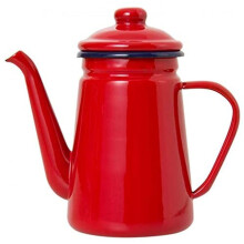 Enamel Coffee Pot 1.1L, Pour Over Milk Water Jug, Teapot Kettle For Gas Stove And Induction Cooker, Red