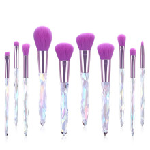 Pinceaux de maquillage à manche transparent pailleté, poils doux et soyeux, ensemble de pinceaux de maquillage style cristal pour usage