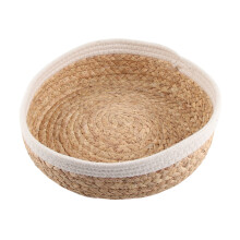 Geflochtene Aufbewahrungskörbe mit Stoffeinlage, rechteckiger Organizer 28x6cm, Grau