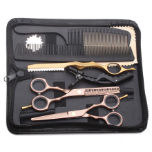 Ergonomisk design barbersaks i rustfrit stål, klinger med høj hårdhed, multifunktionel skærsaks til glat hår, 5,5 tommer, livstidsgaranti, inkl.