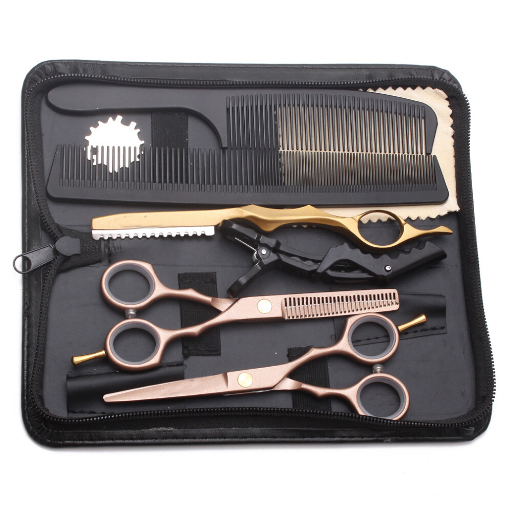 Ergonomic Design Stainless Steel Barber Shears, High Hardness Blades Multifunctional Straight Hair Cutting Shears, 5.5 Inch, Lifetime Guarantee, Incl