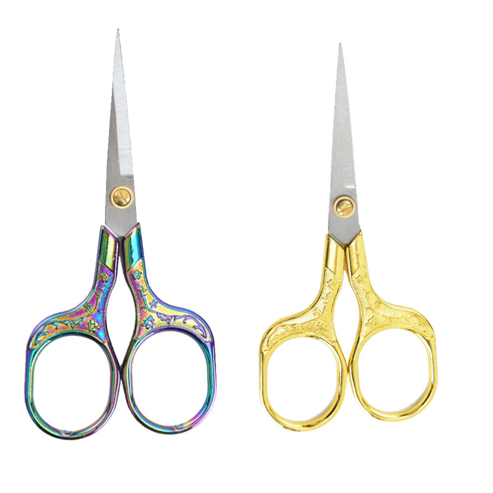 Stainless Steel Embroidery Scissors, Smooth Cut Vintage Design Precision Shears for Crafting, Durable Hair Grooming Scissors with Adjustable