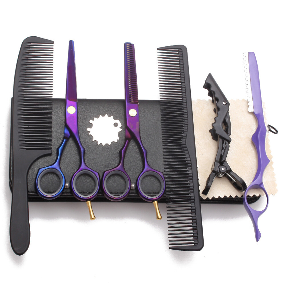 Ergonomic Design Stainless Steel Barber Shears, High Hardness Blades Multifunctional Straight Hair Cutting Shears, 5.5 Inch, Lifetime Guarantee, Incl