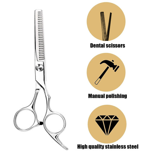 Tesoura profissional para cabeleireiro, com cabo ergonômico, lâminas de aço inoxidável de 15 cm (6 polegadas) com micro-serrilhas de precisão 2