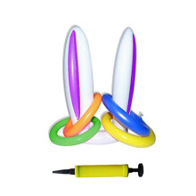 Reusable Inflatable Toys, Carnival Party Supplies, Inflatable Bunny Ears Ring Toss, Easter Party Game, Family Intelligence Games (Multicolor)
