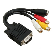 Vga to Rca Converter Cable SVideo SVGA Support Pure Copper PVC Cord Laptop/Desktop TVOut Compatible Graphics Cards