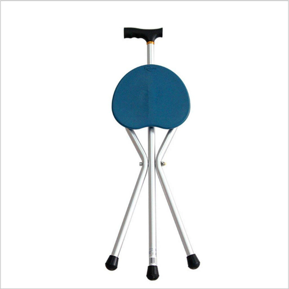 Walking Stick Portable Walking Seat Crutch Stool Aluminum Folding Tripod Stool Multifunctional Folding Walker
