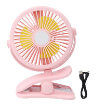 720 Degree Rotation Clip On Fan with Light, Rechargeable Mini USB Portable Desk Fan with 3 Brightness Levels, 5 Speed Settings Quiet and Powerful