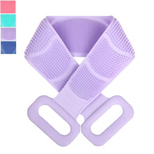 Escova esfoliante corporal de dupla superfície, escova de silicone para as costas para limpeza profunda e alívio da fadiga física, alças