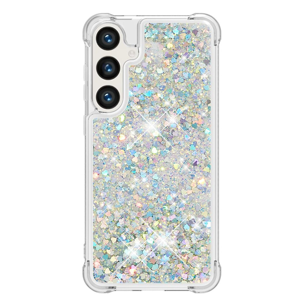 Glitter Bling Sparkle Liquid Floating Quicksand Shockproof Phone Case For Galaxy S25 Fe Silver 9199774638760