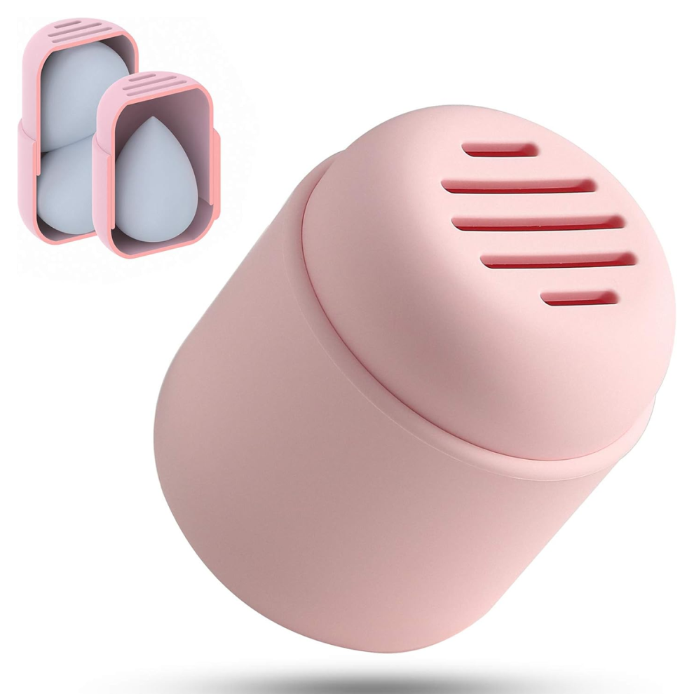 Elegant Makeup Puff Blender Container, Hygienic And Safe Storage, Universal Size For All Makeup Blenders, Double-Sided Vent Design For Quick Drying,